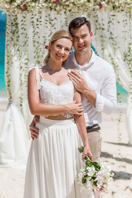 Green geometric bamboo wedding arch, Ina and Tautvydas, Phuket — photo 29