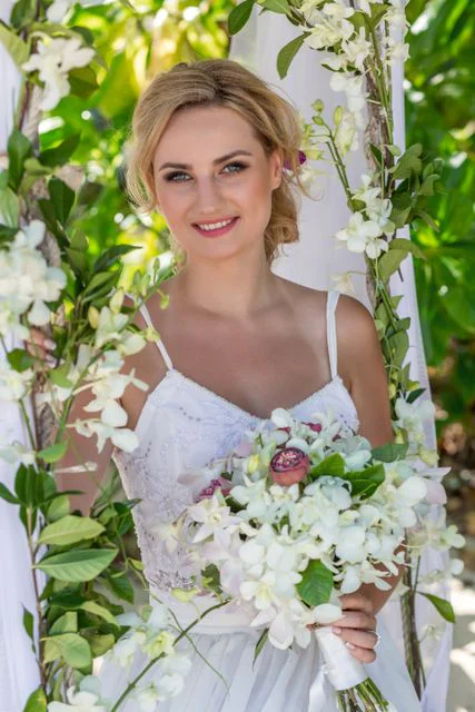 Green geometric bamboo wedding arch, Ina and Tautvydas, Phuket — photo 35