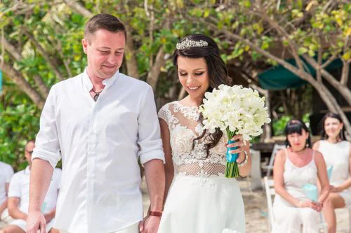 Turquoise geometric bamboo wedding arch, Marina and Andrei, Phuket — photo 3