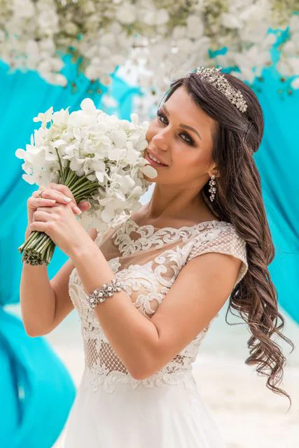 Turquoise geometric bamboo wedding arch, Marina and Andrei, Phuket — photo 24