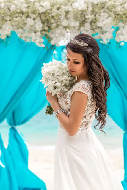 Turquoise geometric bamboo wedding arch, Marina and Andrei, Phuket — photo 26