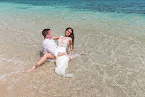 Turquoise geometric bamboo wedding arch, Marina and Andrei, Phuket — photo 39