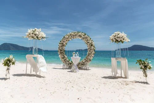 Green round floral wedding arch, Phuket — photo 1