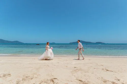 Pink and white geometric bamboo wedding arch, Phuket — photo 39
