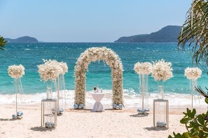 Arch with White — full coverage — Phuket wedding decoration