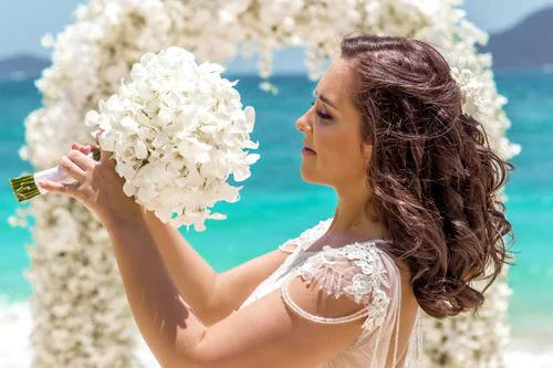 White classic floral wedding arch, Katya and Sasha, Phuket — photo 22