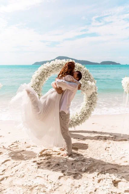 White round floral wedding arch, Valya and Tolya, Phuket — photo 9