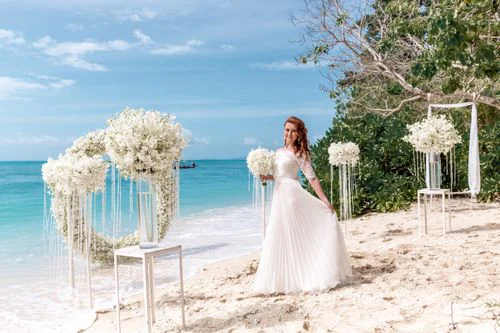 White round floral wedding arch, Valya and Tolya, Phuket — photo 21