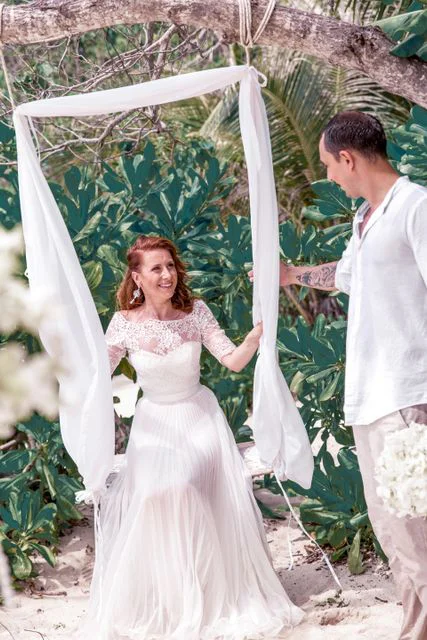 White round floral wedding arch, Valya and Tolya, Phuket — photo 29