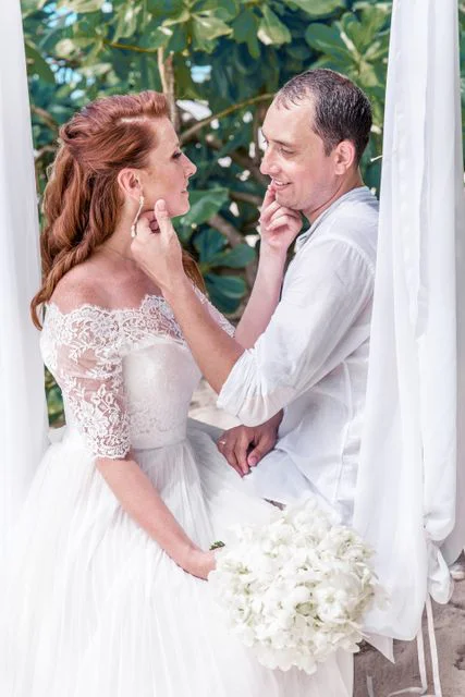 White round floral wedding arch, Valya and Tolya, Phuket — photo 30