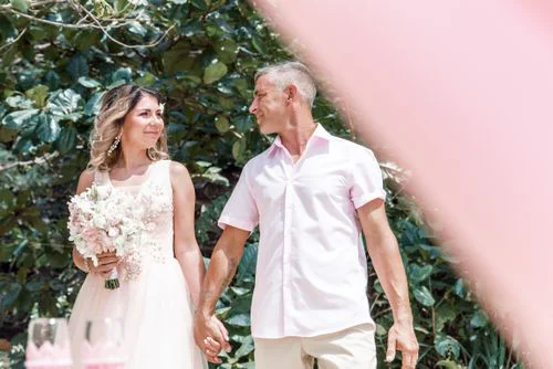 Pink geometric wedding arch, Misha and Larisa, Phuket — photo 3