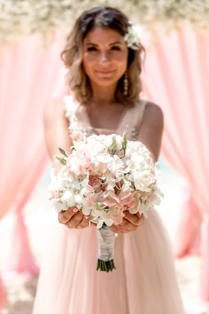 Pink geometric wedding arch, Misha and Larisa, Phuket — photo 18