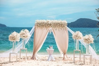 Bamboo Tent with White, Cream — top coverage — Phuket wedding decoration