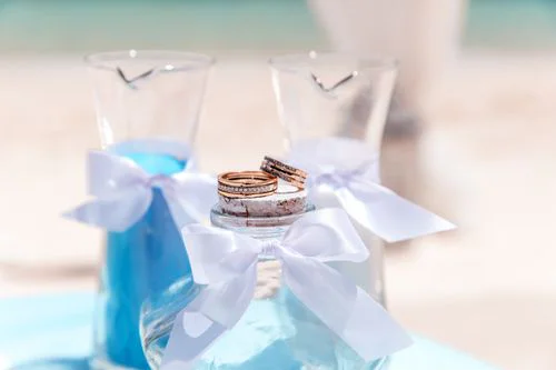 White and turquoise geometric bamboo wedding arch in Phuket — Mariya and Maksim, Phuket — photo 4