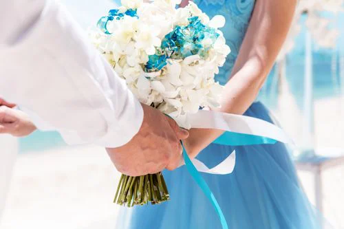 White and turquoise geometric bamboo wedding arch in Phuket — Mariya and Maksim, Phuket — photo 10