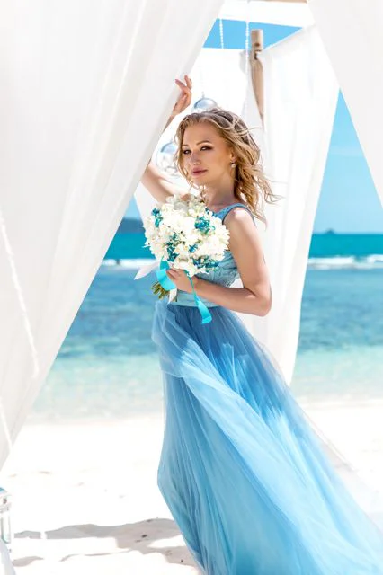 White and turquoise geometric bamboo wedding arch in Phuket — Mariya and Maksim, Phuket — photo 34