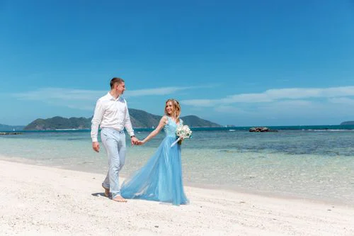 White and turquoise geometric bamboo wedding arch in Phuket — Mariya and Maksim, Phuket — photo 51
