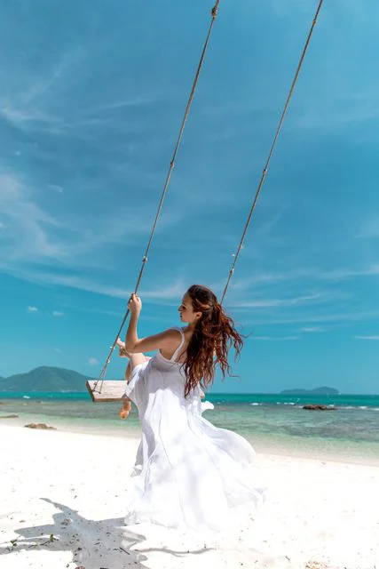 White, blue and turquoise geometric bamboo wedding arch in Phuket — Sasha and Viktoriya, Phuket — photo 40