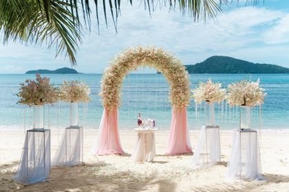 Arch with White, Pink — full coverage — Phuket wedding decoration